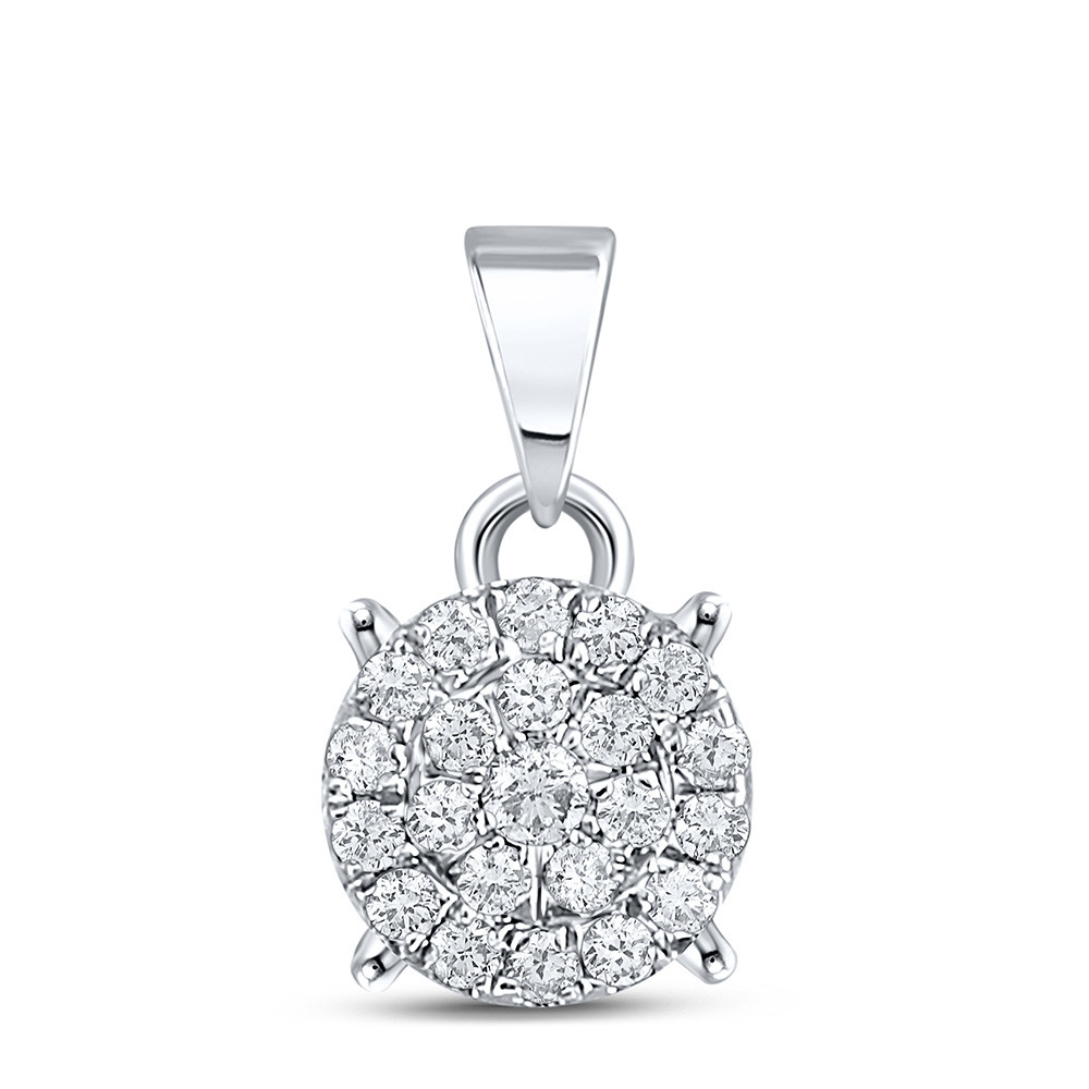 10kt White Gold Womens Round Diamond Cluster Pendant 1/6 Cttw - 162466